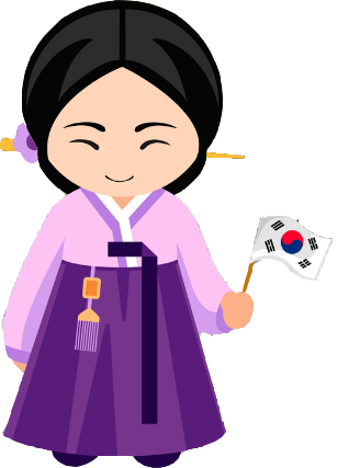 Korean girl in hanbok holding the South Korean flag