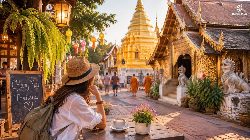 Trips N Tales solo traveler exploring Chiang Mai temple