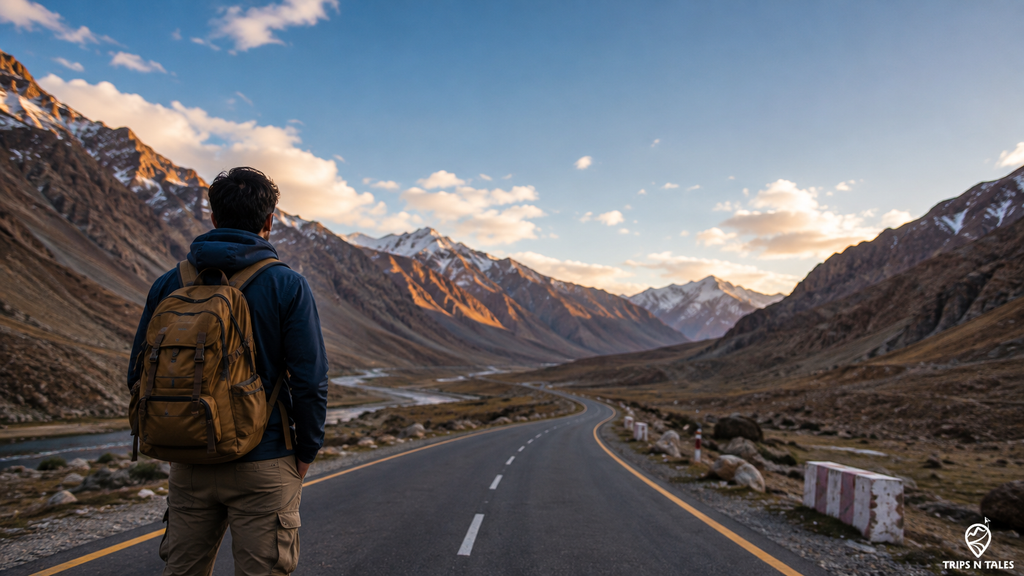 Solo backpacker enjoying independent travel freedom
